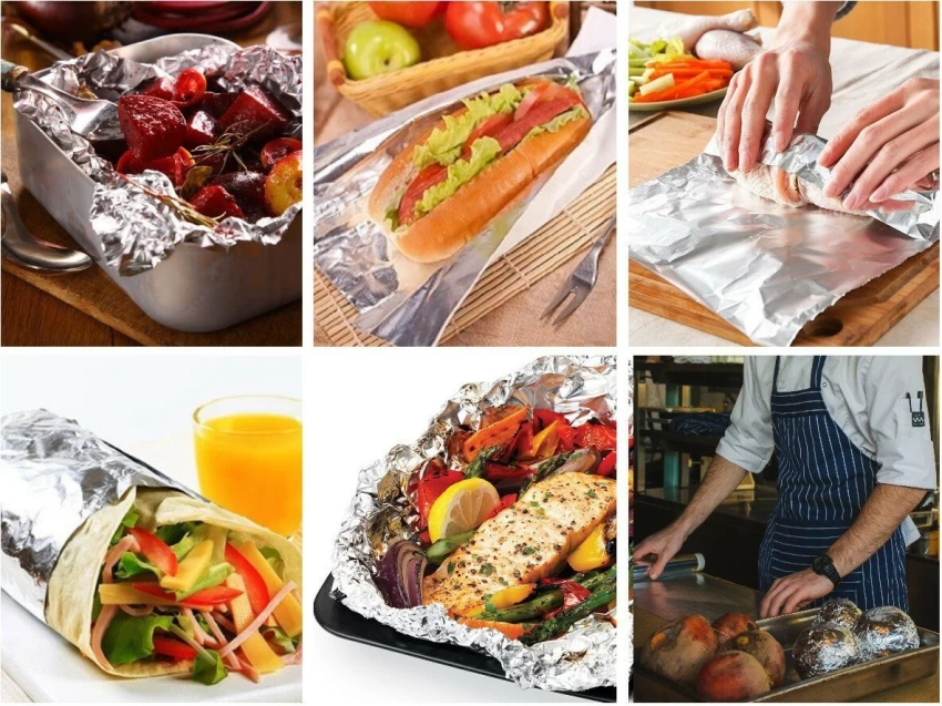 Food Packaging Aluminum Foil Roll14 micron Widely Used Barbeque Grilling Baking Heat Resistant Household Kitchen