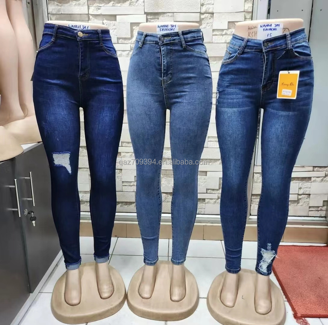 Overstock Apparels Ladies Skinny Denim Cotton Stretch Jean Chinese Stock Lot women's trousers fashion ladies jean