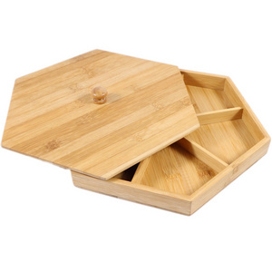 Bamboo Wood Compact Tea & Food Storage Organizer Bin Box - 6 Divided