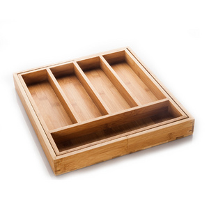 Silverware Utensil Cutlery Tray Bamboo wooden Drawer Dividers 5 Compartments Organizer