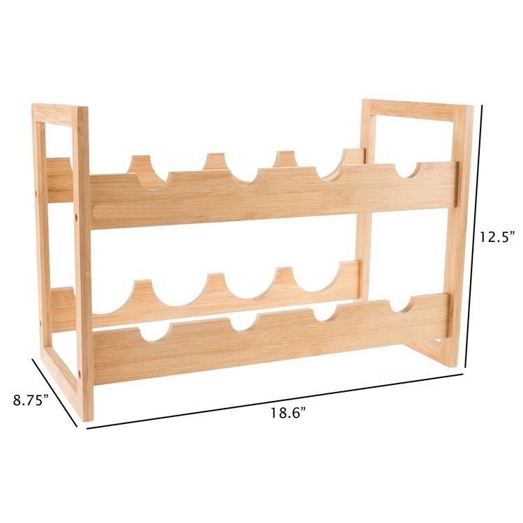 Rubber wood Wine Rack 6 Tier Free Standing Wine Storage Rack Wine Display Shelves 28 Bottles Capacity Storage Standing Table