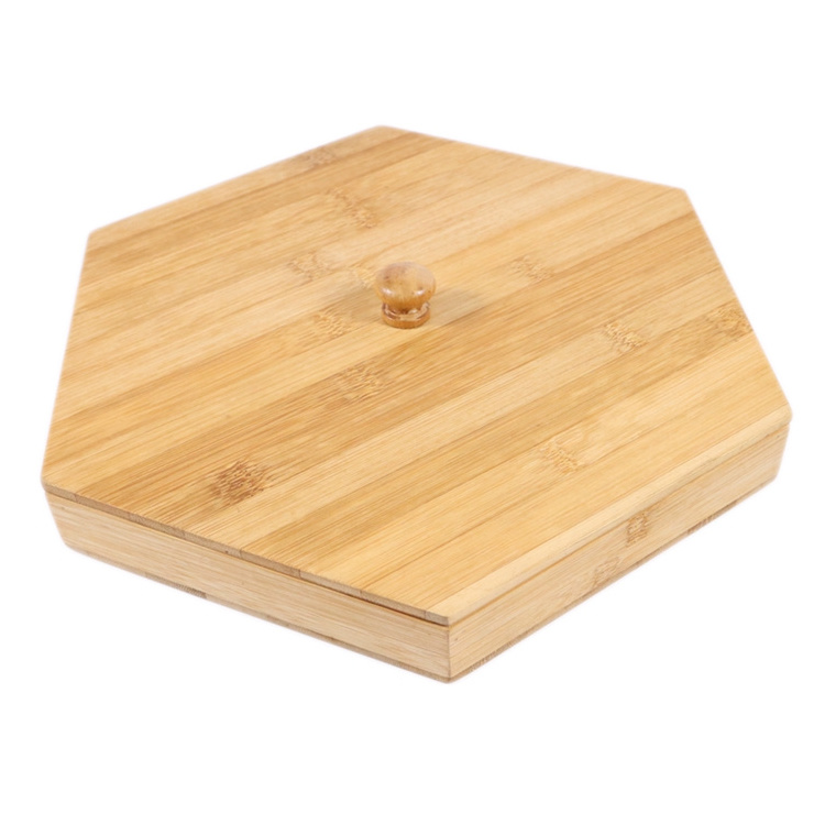 Bamboo Wood Compact Tea & Food Storage Organizer Bin Box - 6 Divided