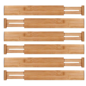 100% Natural Bamboo Adjustable & Expandable Drawer Dividers Home Kitchen Drawer Organizers