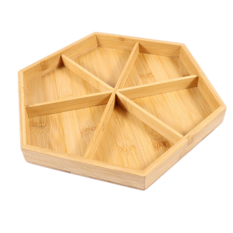 Bamboo Wood Compact Tea & Food Storage Organizer Bin Box - 6 Divided