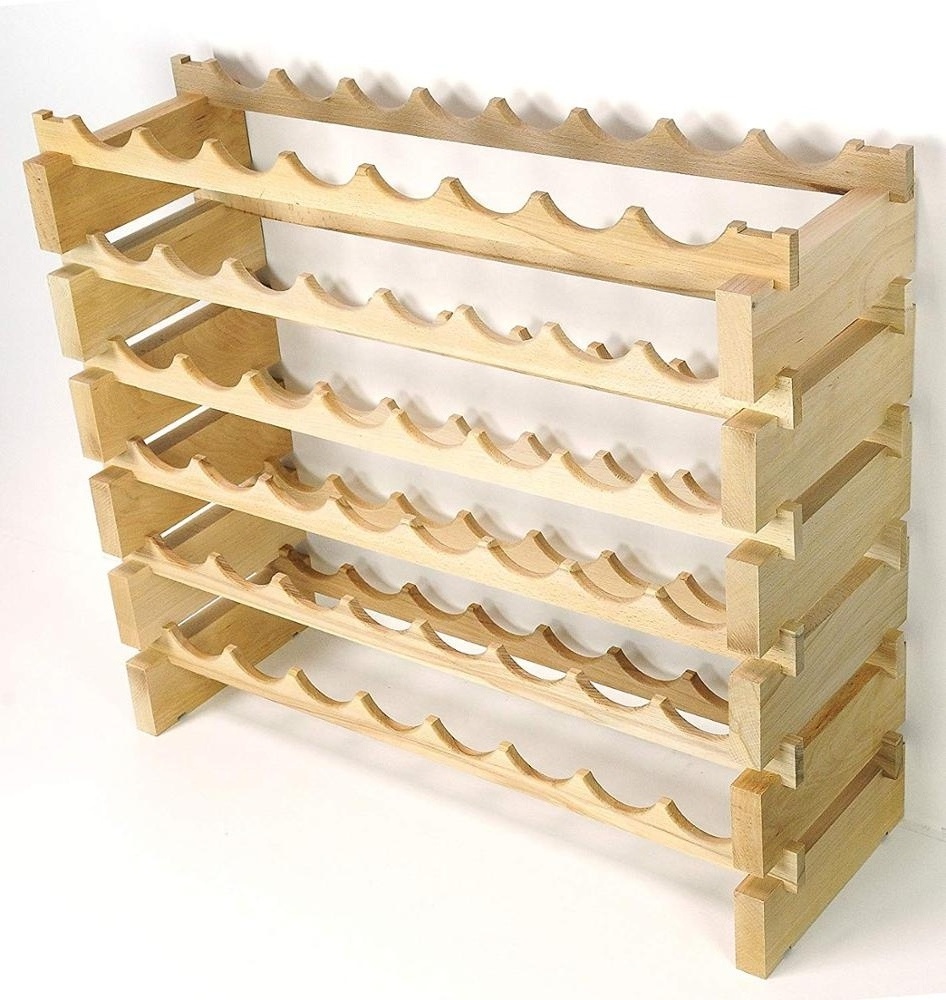 Rubber wood Wine Rack 6 Tier Free Standing Wine Storage Rack Wine Display Shelves 28 Bottles Capacity Storage Standing Table