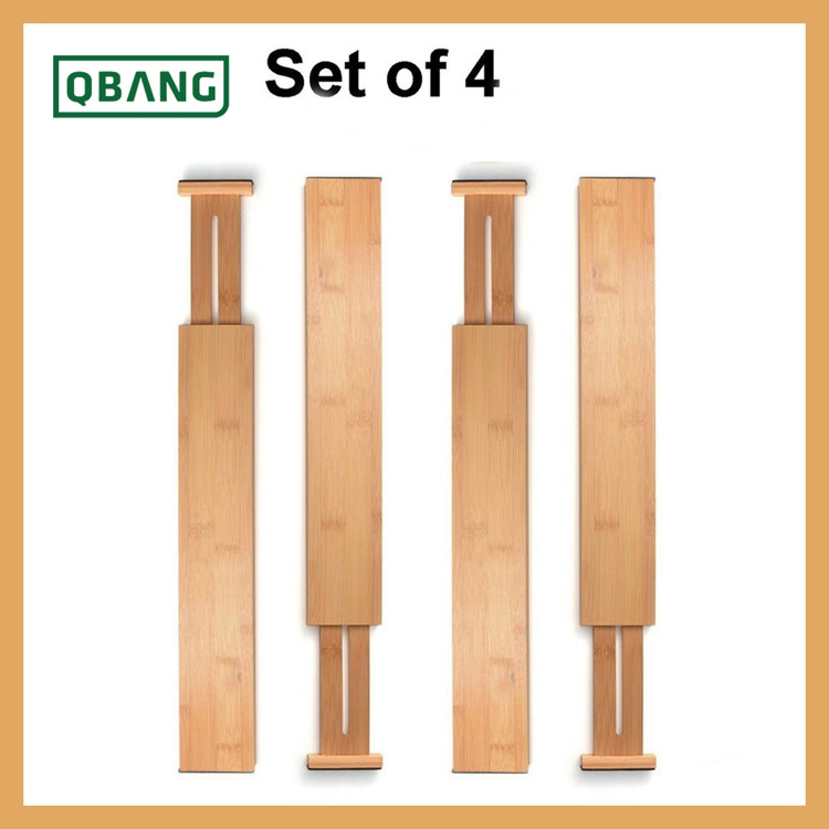 100% Natural Bamboo Adjustable & Expandable Drawer Dividers Home Kitchen Drawer Organizers