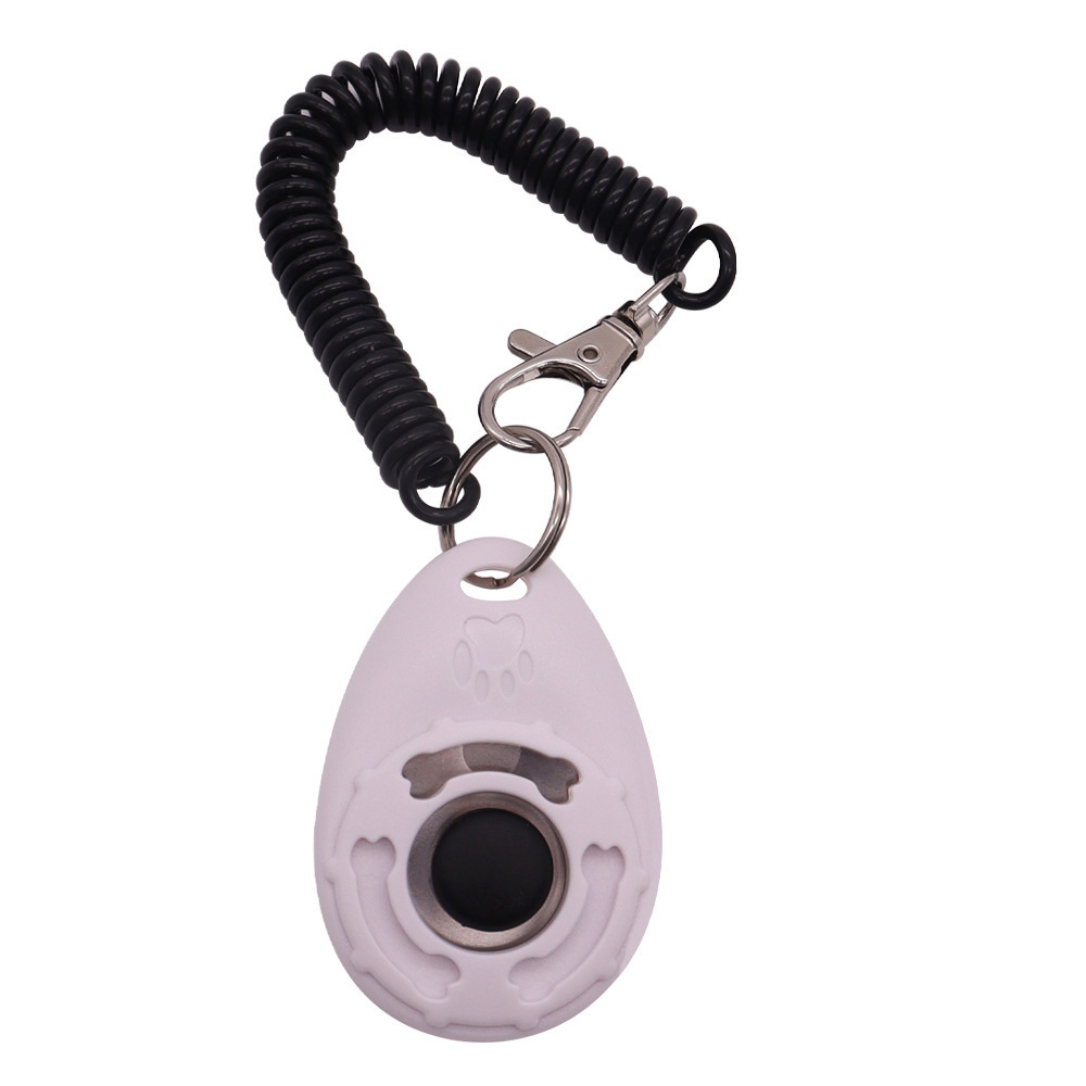 Wholesale Pet accessories button clicker pet trainer puppy adjustable keychain dog training clicker with wrist strap