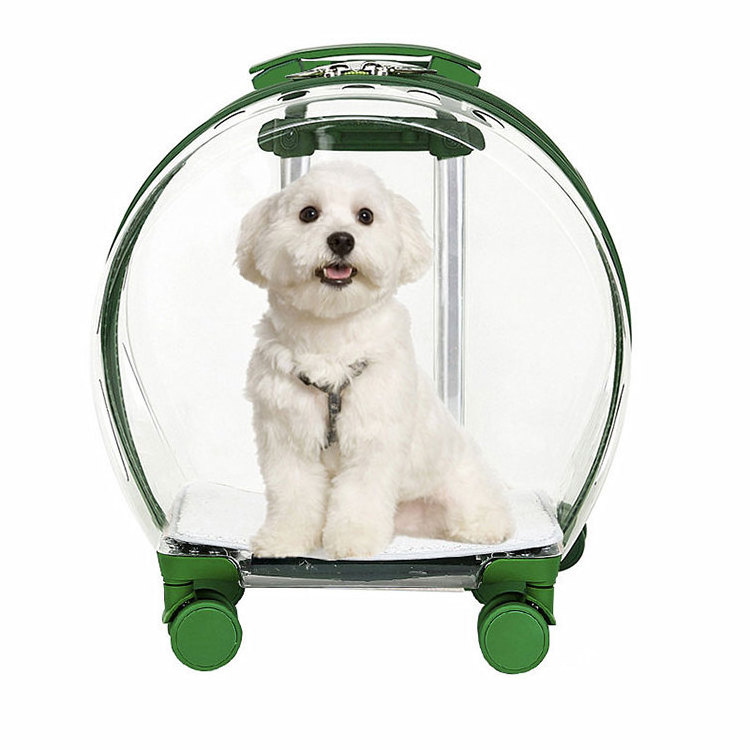 top seller Pet Carrier On Wheels Fully Transparent Pet Trolley Carry Bag Airline Approved Pet Cabin Travel Bag