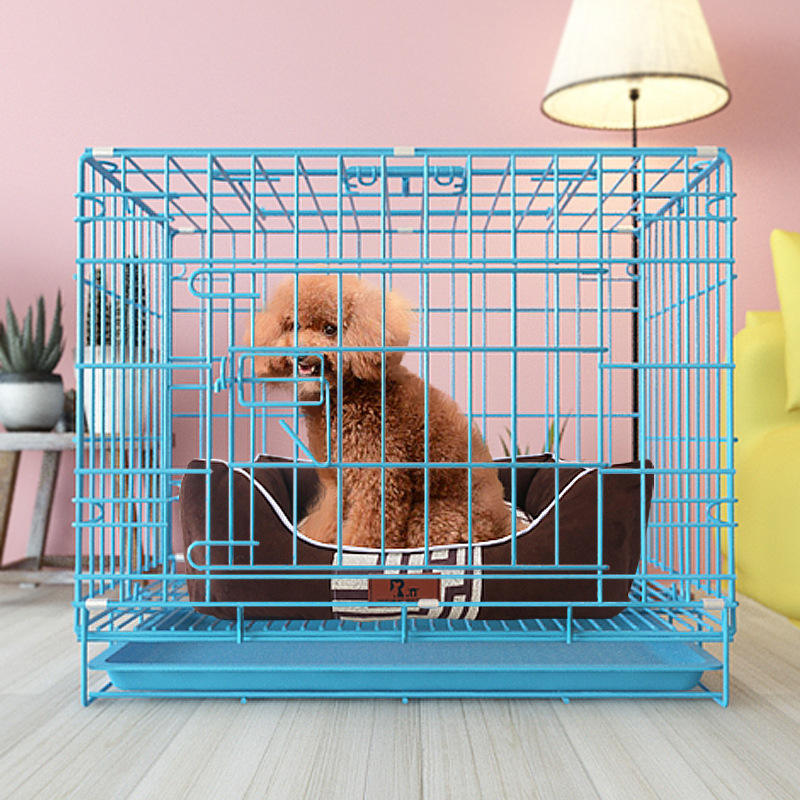 Qbellpet High Quality Pet Large Folding Dog Cage Mesh Pet Carrier Durable Black Metal Pet Crate for Outdoor Use Removable