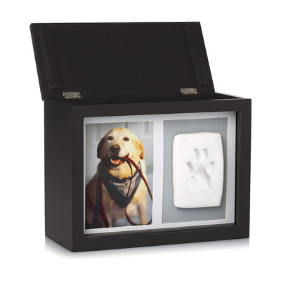 Wholesale cat dog pet photo Paw Print memorial frame wooden pet urns for ashes