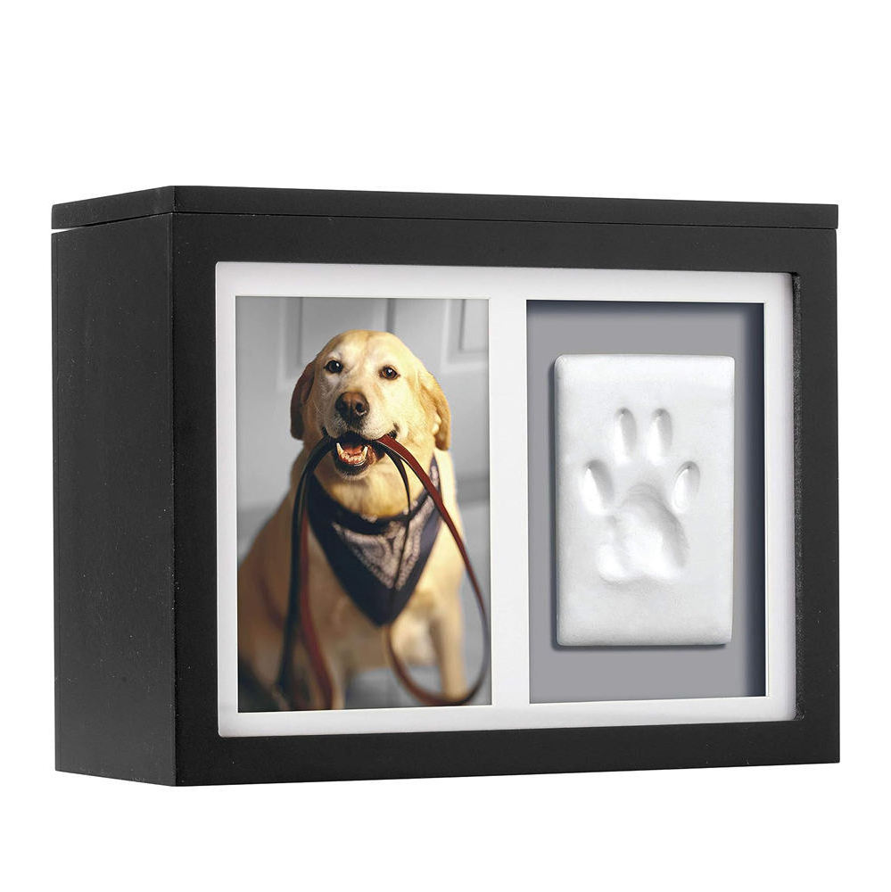 Wholesale cat dog pet photo Paw Print memorial frame wooden pet urns for ashes