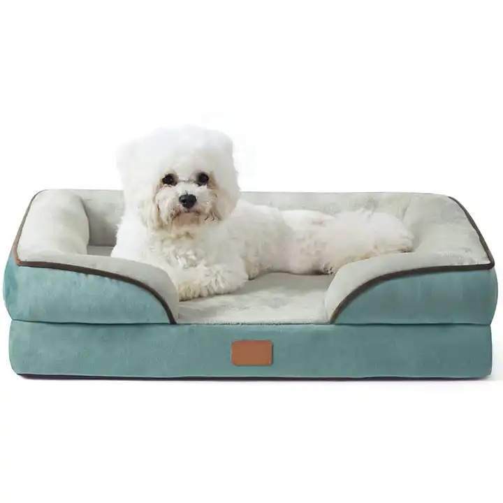 Qbellpet  Washable Cover Waterproof Lining Non skid Bottom Couch Medium Foam Orthopedic Pet Dog Sofa Beds for Medium Dog