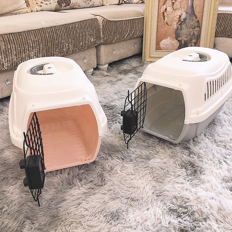 Metal wheel large dog cage pet house pet supplies cat and dog aviation aviation cage portable foldable car box cat and dog cage