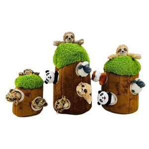 Qbellpet Manufacturer Custom Creaking Plush Pet Toy Fun Hide Seek Dog Toy Stuffed Animal Tree Hole Pet Safe Non-toxic Burrow Toy