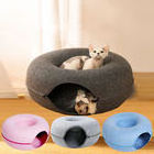 Qbellpet Manufacturer Nest Round Donut Pet Bed For Cat Small Dog Large Indoor Cat Paws Grinding Pets Round Felt Tunnel Nest