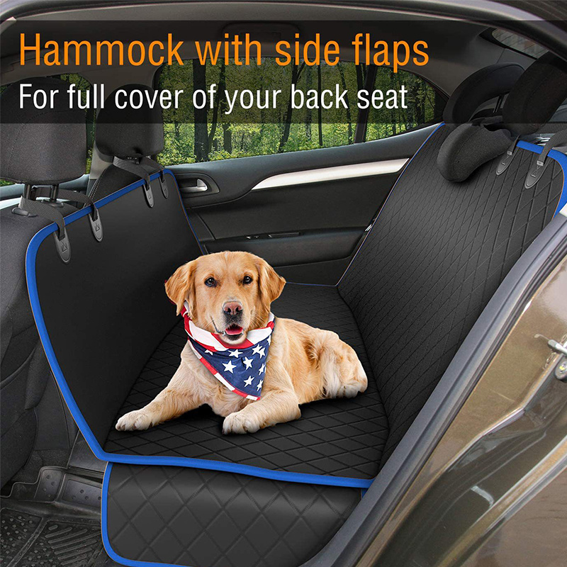 Qbellpet Backseat Car Seat Cover Pet Waterproof Quilted Dog Hammock with Side Flap