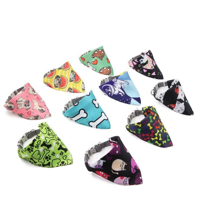 Qbellpet Free Samples Adjustable Custom Print Cute Cheap Dog Bandanas,Dog Scarf Bandana Wholesale Matching With D Ring