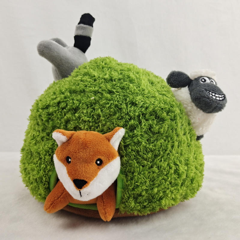 Qbellpet Manufacturer Custom Creaking Plush Pet Toy Fun Hide Seek Dog Toy Stuffed Animal Tree Hole Pet Safe Non-toxic Burrow Toy