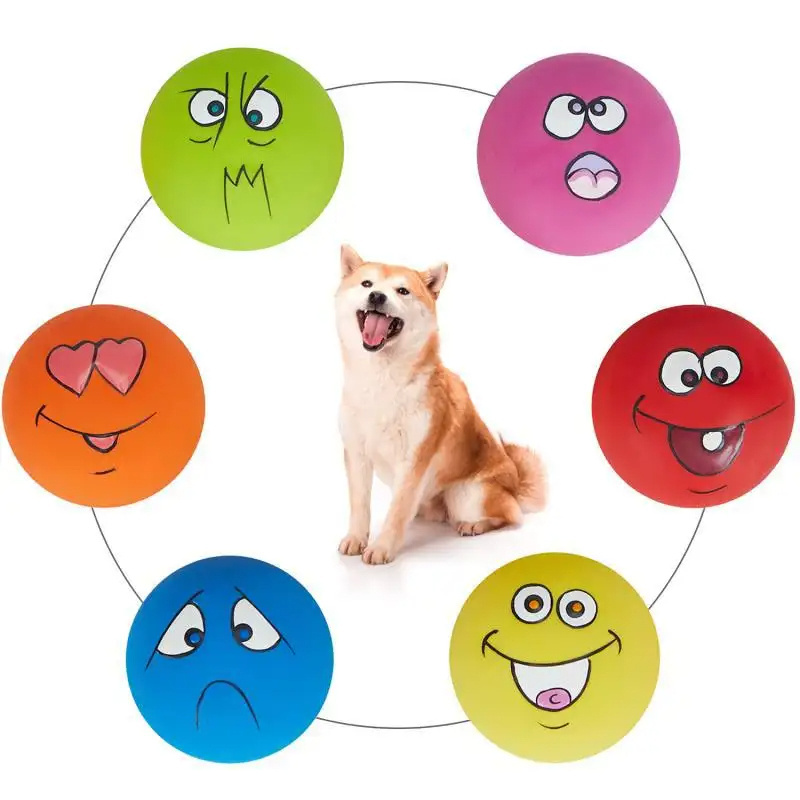 Qbellpet Manufacturer Wholesale Latex Smiley Face Pet Toys Rubber Bone Dog Chew Toys Feeding Toys For Dog