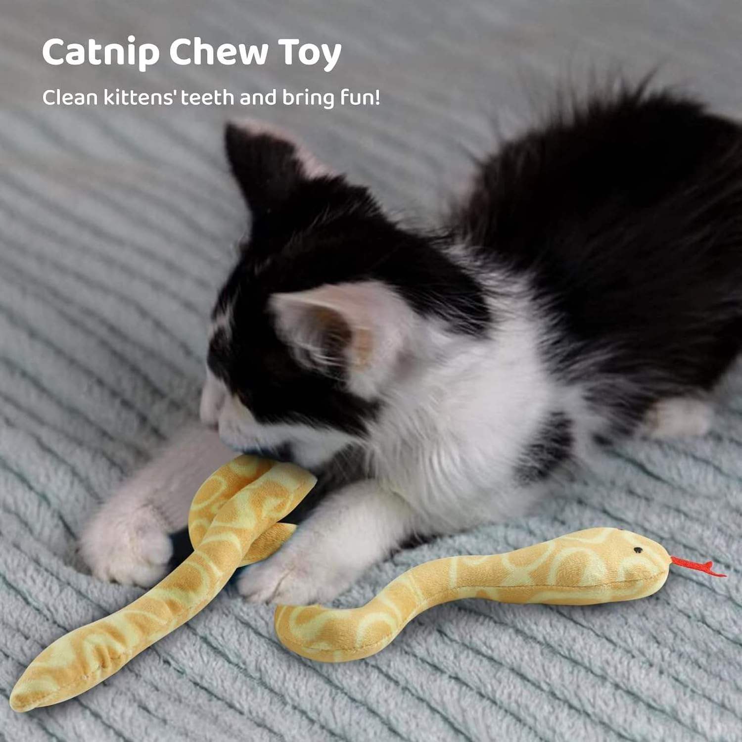 Qbellpet Cat Catnip Toys Kitten Toy Kitty Plush Stuffed Snakes Cats Chew Toy Pet Cute Nip Snake Best Interactive Gift