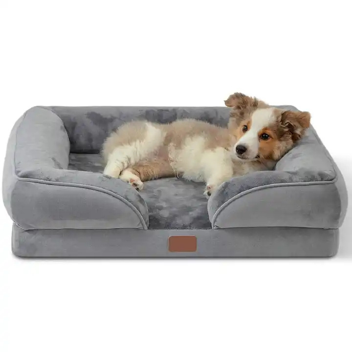 Qbellpet  Washable Cover Waterproof Lining Non skid Bottom Couch Medium Foam Orthopedic Pet Dog Sofa Beds for Medium Dog