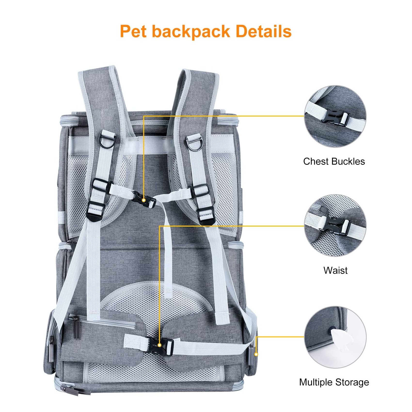 Qbellpet Double Cat Carrier Dog Backpack Carrier for Medium pets Double Compartment Pet Carrier Backpack for Dual Pets