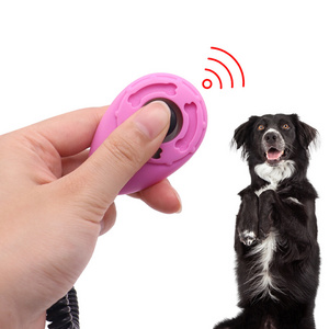 Wholesale Pet accessories button clicker pet trainer puppy adjustable keychain dog training clicker with wrist strap