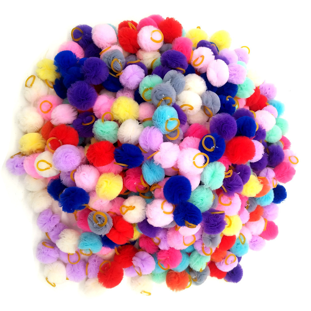 Qbellpet Small Dog Hair Ball with Rubber Bands Cat Puppy Pets Headdress Grooming Hair Accessories Color Assorted Randomly