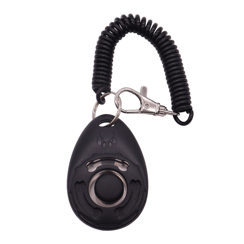 Wholesale Pet accessories button clicker pet trainer puppy adjustable keychain dog training clicker with wrist strap