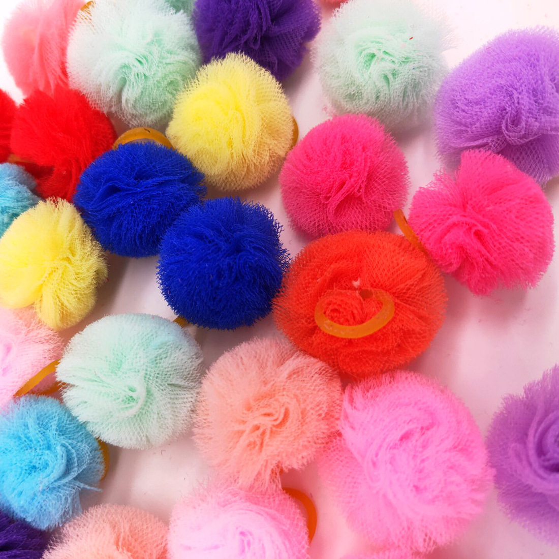 Qbellpet Small Dog Hair Ball with Rubber Bands Cat Puppy Pets Headdress Grooming Hair Accessories Color Assorted Randomly