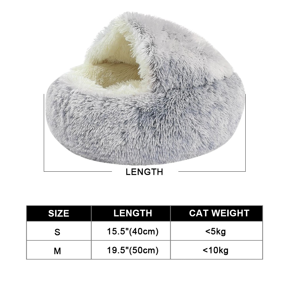 New Warm Dog Cat Bed Round Long Plush Cat House Cave Pet Kitten Cushion Basket Sleeping Mat for Cats Small Dog Chihuahua Nest