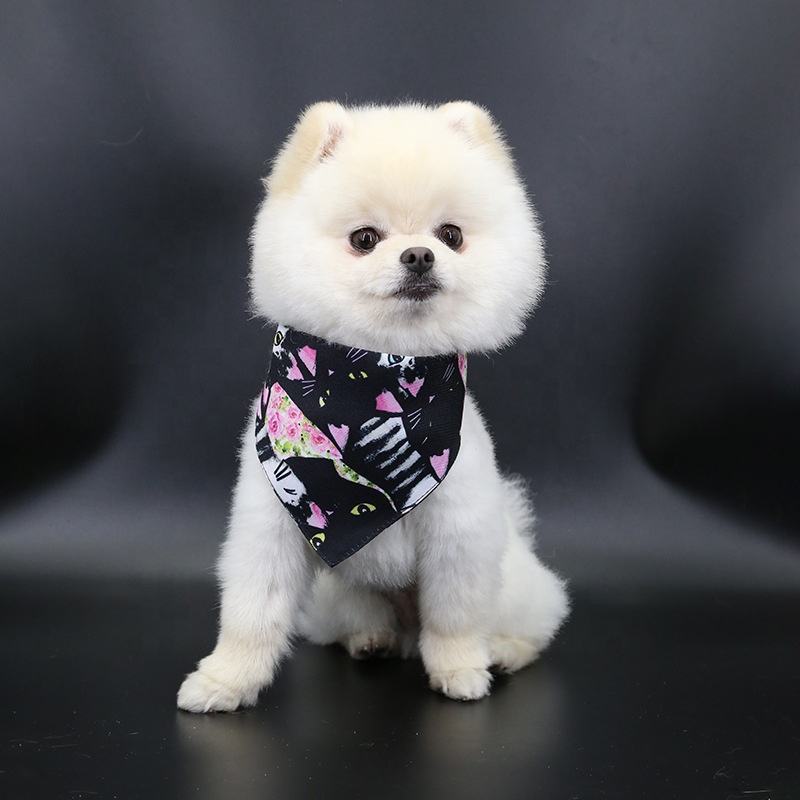 Qbellpet Free Samples Adjustable Custom Print Cute Cheap Dog Bandanas,Dog Scarf Bandana Wholesale Matching With D Ring