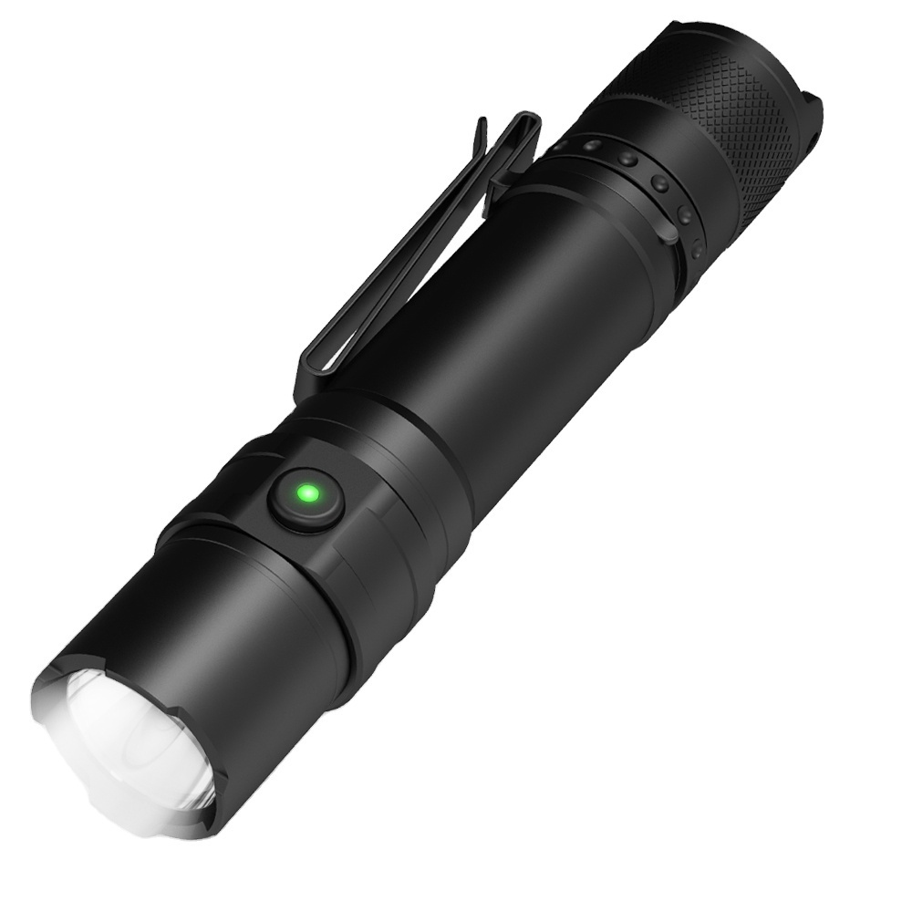 QBH T05 Rechargeable Waterproof Super Bright LED Flashlight High-Power 15W Torch Aluminum Material Tactical Flashlight