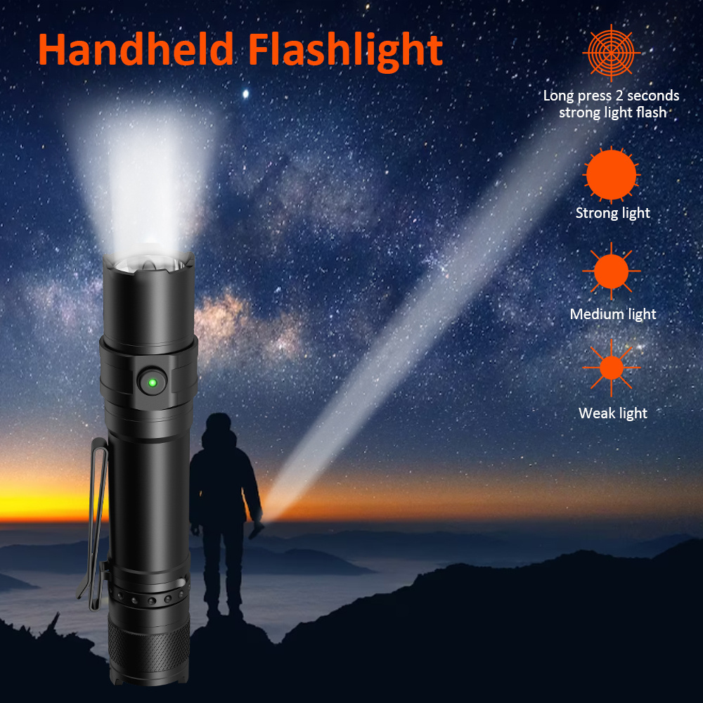 QBH Powerful Mini Rechargeable LED Flashlights Torch EDC Flashlight 1000 Max lumens Waterproof Hunting Tactical Flashlight