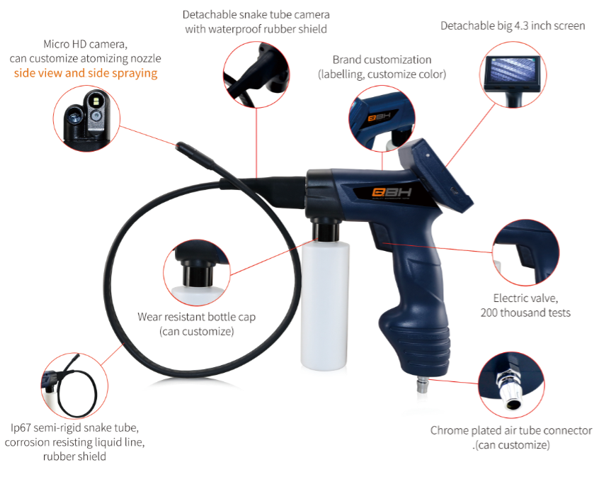 Car washer engine cleaning inspection industrial borescope camera with 4.3 inch screen visual inspecting cleaning borescope