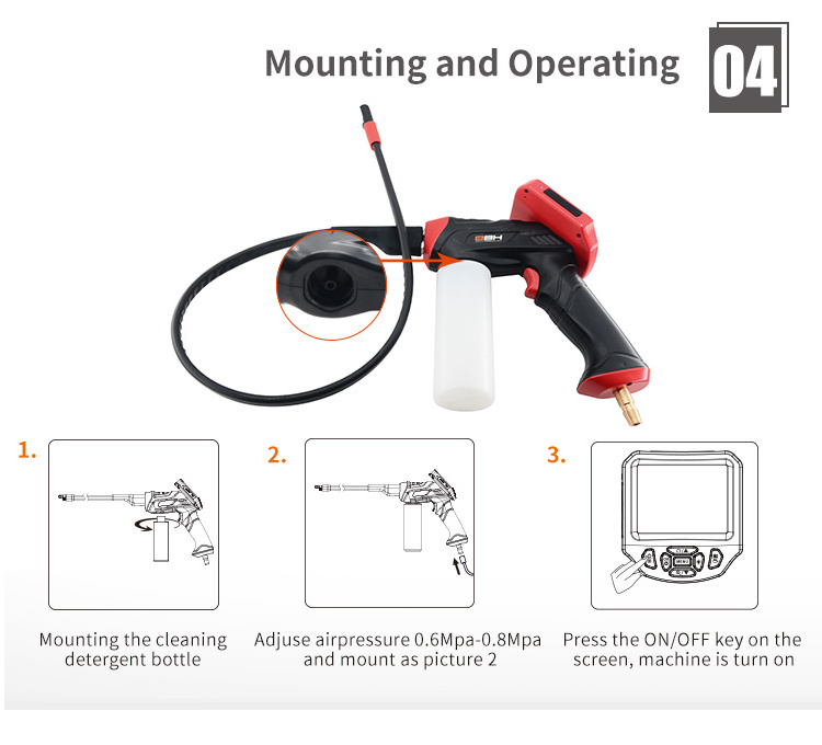 QBH Factory Outlet 3.5 Inch Screen 8.5Mm 450Kpx Hd Support Picture Cleaning Automotive Video Borescope Car AC Cleaning Gun