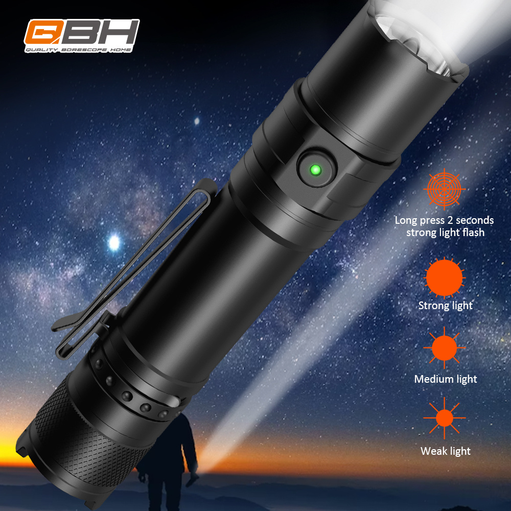 QBH Powerful Mini Rechargeable LED Flashlights Torch EDC Flashlight 1000 Max lumens Waterproof Hunting Tactical Flashlight