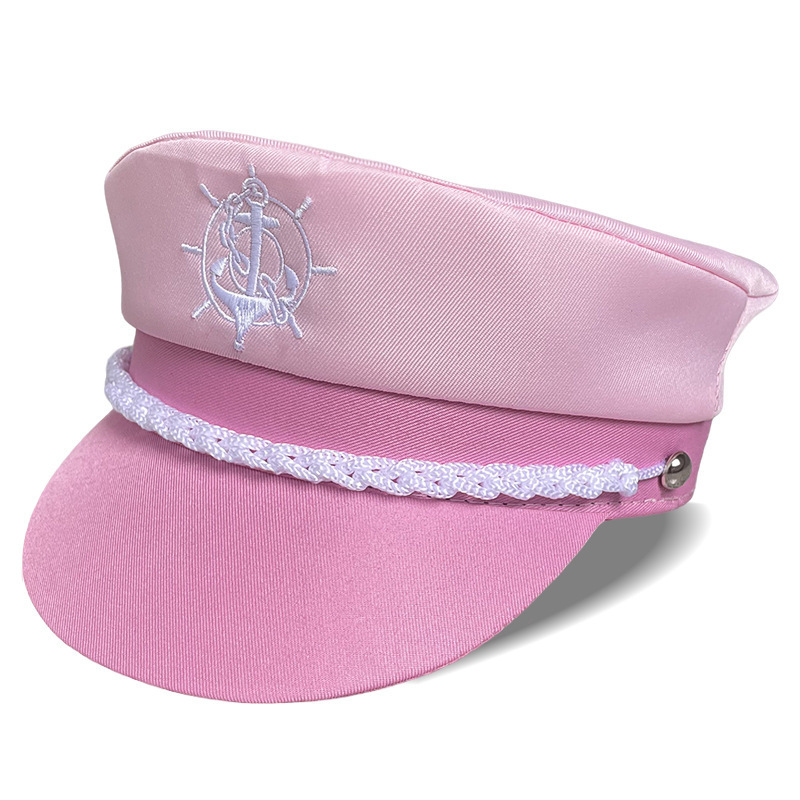 2023 New Fashion High Quality  Pink Yacht Hat Wholesale Sailor Elastic Custom Captain Hat