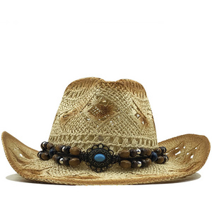 Men & Women's Woven Straw Cowboy Cowgirl Straw Hat Cowboy Hats for Women Cowboy Hat Shapeable Brim Beach Cowgirl