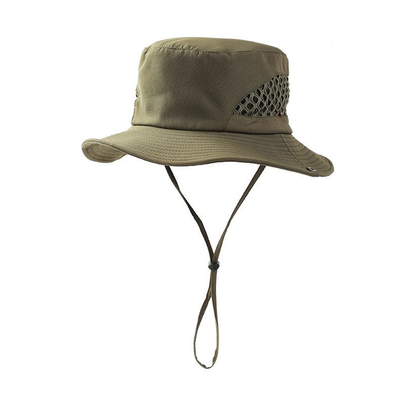 Mesh Bucket Hats with String Wide Brim Hiking Fishing UV Sun Protection Safari Unisex Boonie