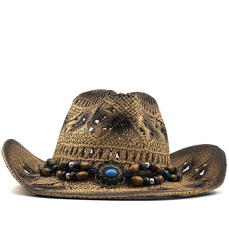 Men & Women's Woven Straw Cowboy Cowgirl Straw Hat Cowboy Hats for Women Cowboy Hat Shapeable Brim Beach Cowgirl