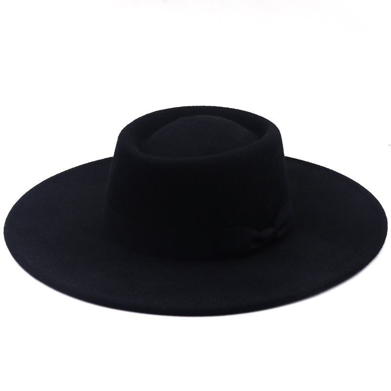 New Vintage Fedora Men Wool Wide Brim Top Winter Autumn Chapeau Black Church Bowler Ladies Women's Jazz Hats