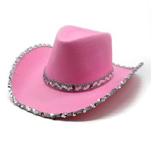 Western jazz cowboy hat sequin pink cowgirl hat women dance club party hat