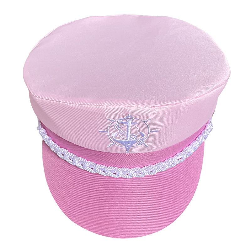 2023 New Fashion High Quality  Pink Yacht Hat Wholesale Sailor Elastic Custom Captain Hat