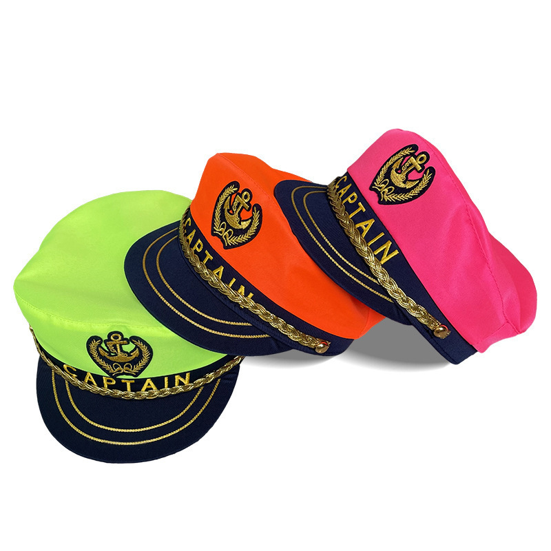 wholesale captains hats custom embroidery fashion captain sailor white hats yacht caps For Promotion Sailor captain hats