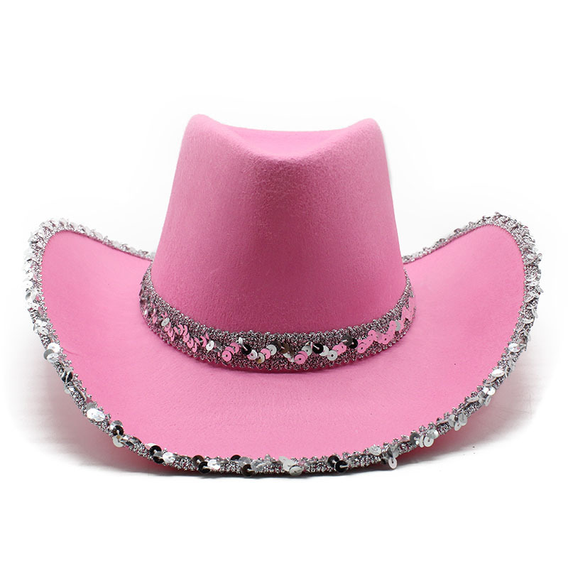 Western jazz cowboy hat sequin pink cowgirl hat women dance club party hat