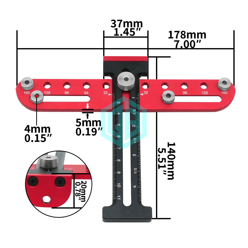 Aluminum Woodworking DIY Tool Handles And Knobs Drawer Guide Jig On Doors And Drawer Fronts Cabinet Hardware Jig Tool