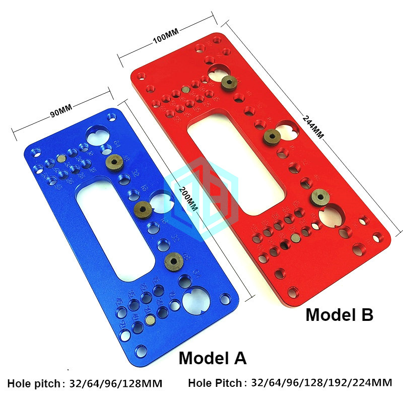 Hole Handle Pitch Punch Locator  Woodworking Aluminum Alloy Pocket Jig Set Wardrobe Door Cabinet Positioner Drill Guide Sleeve