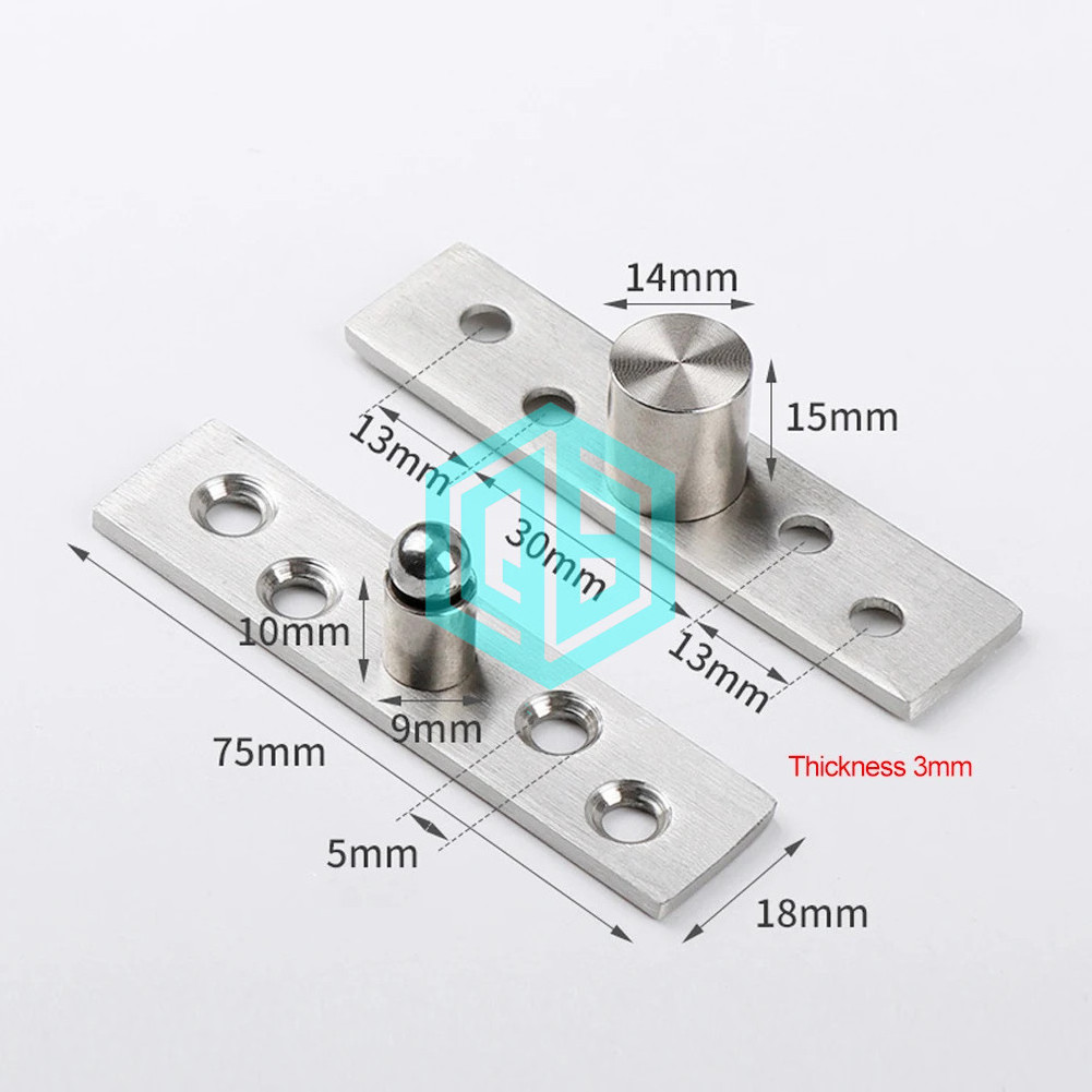 Stainless Steel Rotating Door Hinge, 360 Degree Rotation Axis Up and Down Locating Shaft Hidden Pivot Supplies Cabinet Hardware