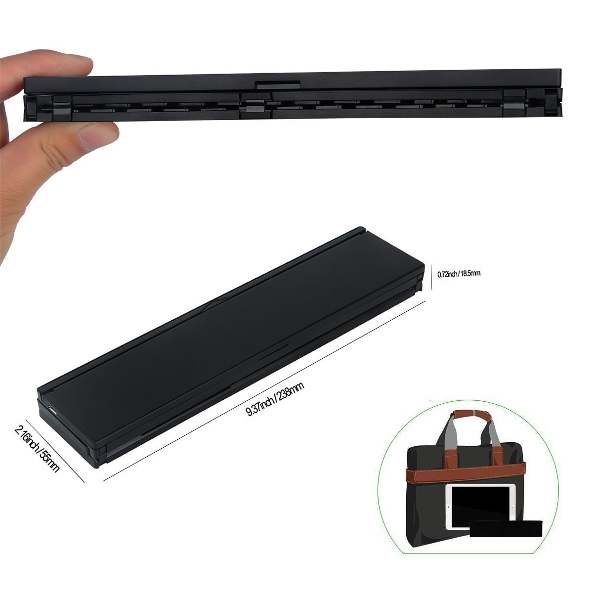 Mini Folding BT Wireless rechargeable Keyboard with Leather cover bracket For Laptop Windows Android ios Tablet